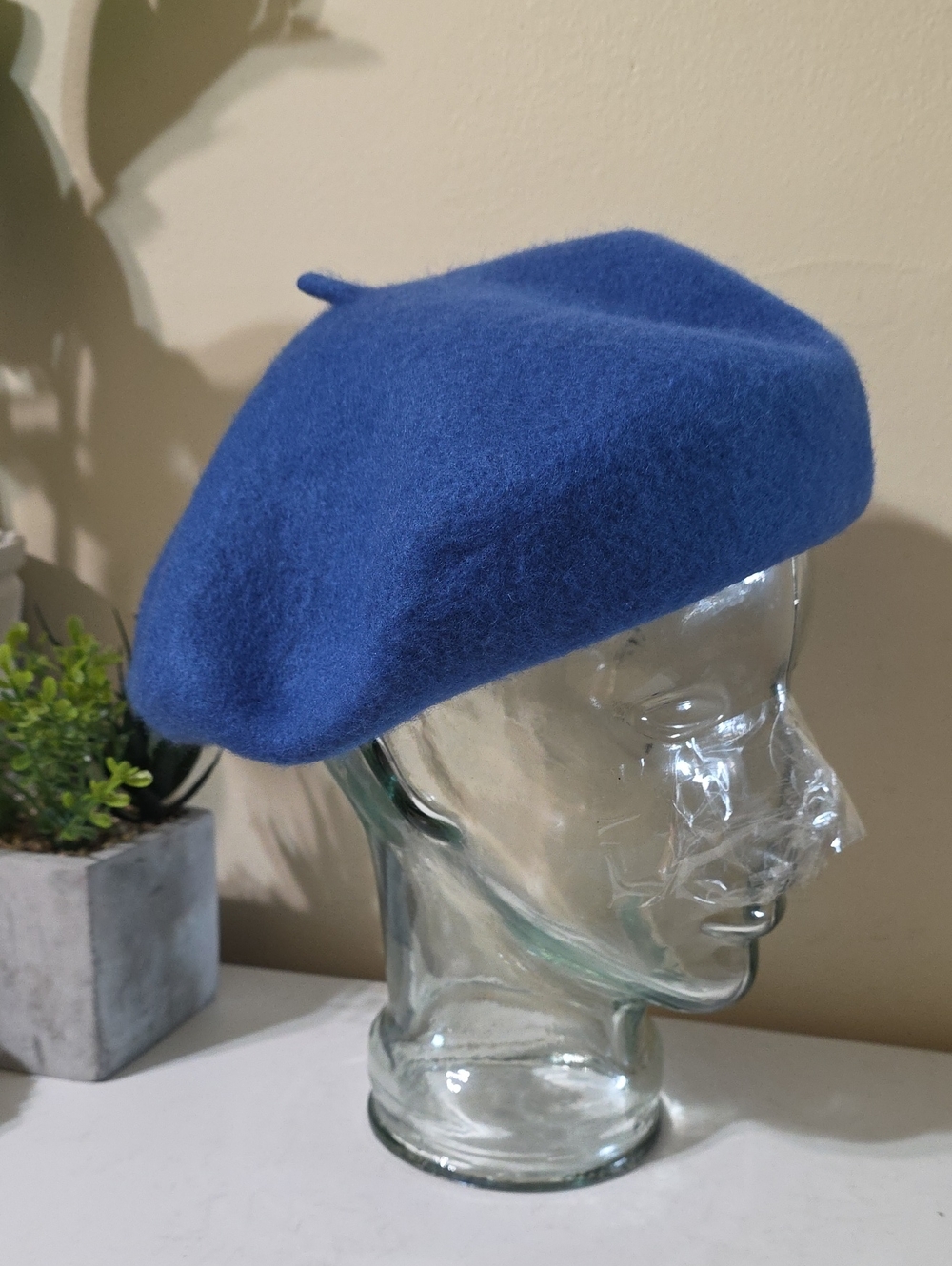 Vintage Unbranded Boiled Wool Beret - Blue O/S